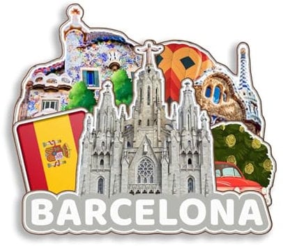 Dwutahcy 3D Wooden Fridge Magnet for Barcelona Spain Travel Souvenirs Gifts Classic Home Crafts Collectibles Kitchen Decoration Office Whiteboard Landmark