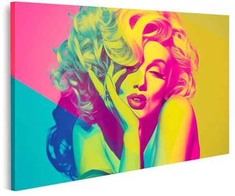 islandburner Bild auf Leinwand Marilyn Monroe Buntes Pop Art Portrait einer glamourösen Frau für Wohnzimmer Kunstliebhaber Galerie Bilder Wandbilder Poster
