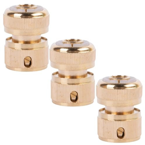 Dunnet Tools 2 Pack 1/2 Inch Garden Hose Quick Connector Brass Quick Hose End Connector Nozzle Connect Kit for Kitchen Garden Outdoor 1/2 End Tap Spray Gun Attachment Hosepipe Connectors