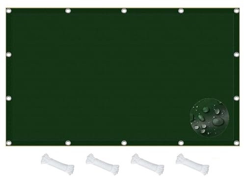 Sonnensegel Wasserdicht Rechteckig 70 x 180 cm Segeltuch Meterware, Uv-Schutz, Wetterfest, Sun Sonnensegel Markisenstoff mit Ösen Und Kordel für Terrasse, Patio, Schwimmbad, Dunkelgrün