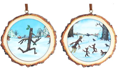 Gisela Graham Stick Man Wood Log Christmas Tree Decorations, set of 2