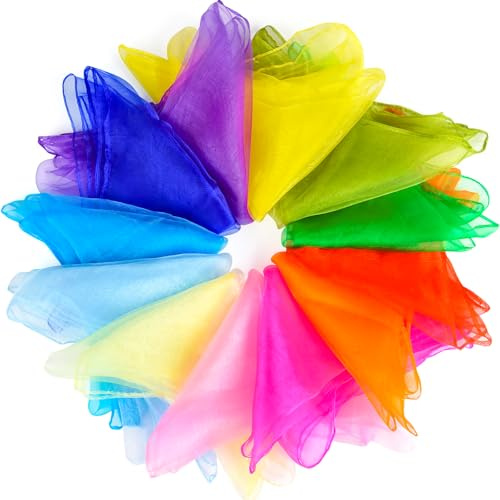NEBURORA Lot de 12 foulards de jonglage carrés et colorés, 12 couleurs