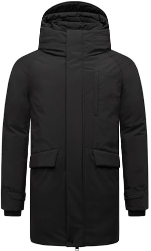 STONE HARBOUR Herren warmer langer Wintermantel mit magnetischer Abdeckleiste und Brusttasche Emriis XX S-3XL