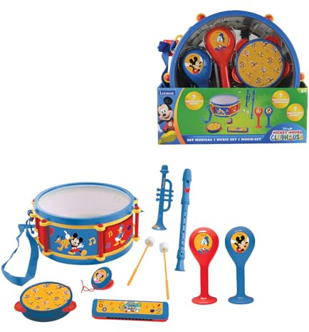 LEXIBOOK, Mickey Mouse Musical Set, K360MCHLXB | 7 instruments, Drum, Maracas, Harmonica, Recorder, Trumpet, Tambourine