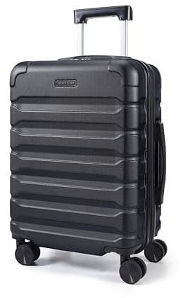 LIGHT FLIGHT Handgepäck Koffer Trolley, Erweiterbarer 55 x 38 x 22cm 360° | 33L-41L, ABS+PC, 3150g, 4 Doppel-Rollen Silent Spinner Rädern passend für (vor der Erweiterung) easyJet, Lufthansa, Condor