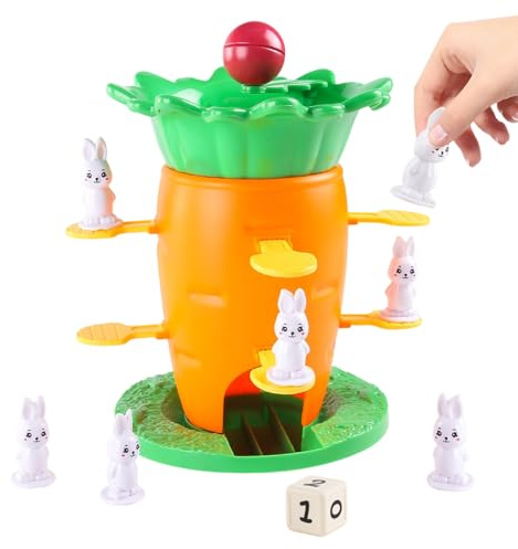Gungtj Geschicklichkeitsspiel Brettspiel | Karottenförmiges Turmspiel Interaktives Geduldsspiel - Stapelturm Spiel Mit 8 Figuren | Für Kinder Zuhause Unterwegs Und Partys