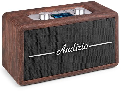 Audizio Tune60 - Radio Dab+/FM Bluetooth 40W Acabado Madera Oscura USB | USB, microSD y AUX, Bluetooth y radio DAB+/FM, sonido estéreo de 40W, pantalla a color, para salón, cocina y dormitorio