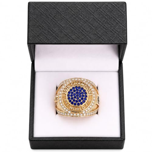 YYDSTES 2026 WM Champion Ring,Fußballfan Sammlerstücke und League Souvenirs | Vergoldeter Metallring mit Box, Ideal für Fußballfans, Sammler, Vitrinen, Spielmomente und besondere Sportgeschenke