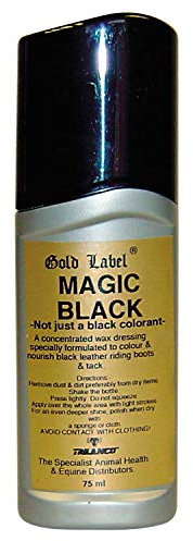 Gold Label Magic Black, Black Wax Dressing for Leather Boots and Tack, 100 ml, Colours & Nourishes