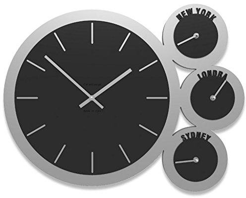 CalleaDesign London Wanduhr mit Zeitzonen schwarz, Uhr, Uhren