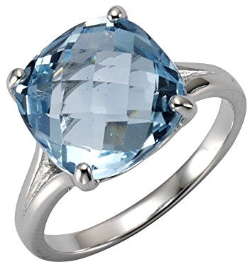 Zeeme Gemstones Damen Ring 925/- Sterling Silber Glänzend Blautopas beh. weiß 358271173