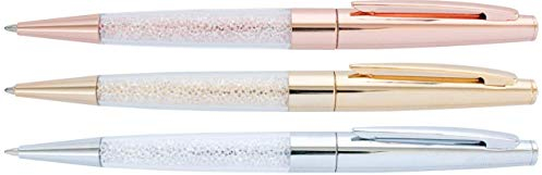 maranda-ti Silber Swarovski-Kristall schwarz Tinte Kugelschreiber Geschenk leicht Kugelschreiber – Silber Fall Luxus Silber Cover