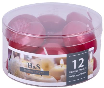 DONAU HOME Set Lackiert Schwimmkerzen/Metallic Rot / 12 Stück / 2,8 x Ø 4,8 cm / 4 Stunden Brenndauer/Schwimmkerze Wachs Sans parfum/Schwimmende Warme Teelichter Kerzen/für Abendessen,Hochzeit