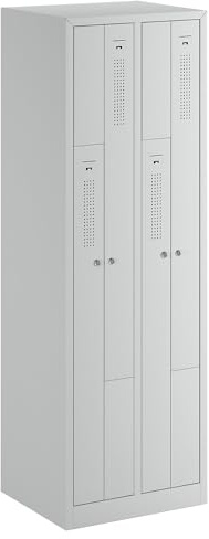 eurokraft | Spind | 2 Abteile | lichtgrau RAL 7035 | Stahl | 2 Abteile, lichtgrau, Breite 590 mm