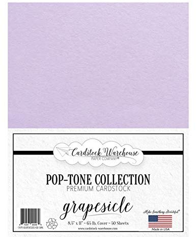 Cardstock Warehouse - Carta di cartone con motivo uva, 21 x 28 cm, 29,5 kg, confezione da 50 fogli, colore: Viola chiaro