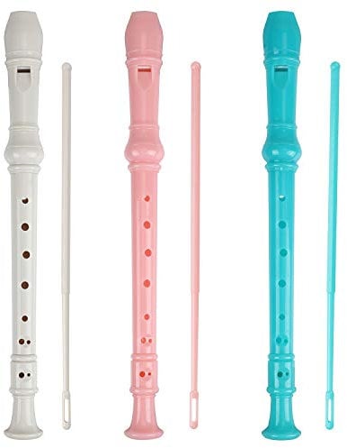 Sopran Blockflöte Sopran Flauta Blockflöte 8 Loch ABS Klarinette Deutscher Stil Dreifachflöte C-Schlüssel für Kinder mit Grifftabelle Anleitung mit Reinigungstasche, 3er-Pack