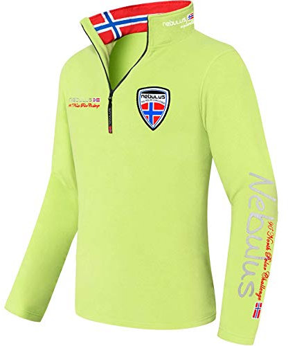 Nebulus Herren Pullover SKANDINAVIA, Warmer Fleecepullover, Pulli aus Fleece mit Half Zip Reißverschluss, Lime - XXL