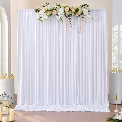 HBBMAGIC 3M × 2.15m Mariage fête Fond Blanc Rideau, Pas de Plis Doux Photo Mur Anniversaire bébé Douche baptême Rideau de Fond