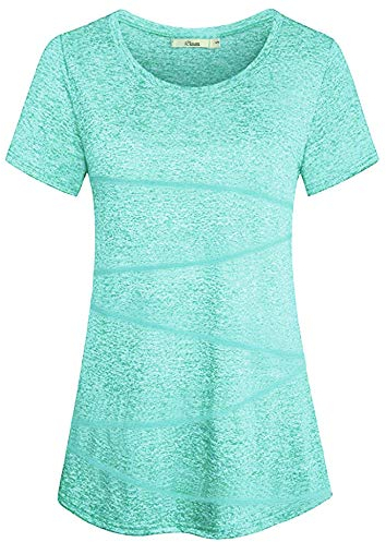 iClosam Sport T-Shirt Damen Kurzarmshirt Workout Tops Atmungsaktiv Sportshirt Laufen Gym Yoga Top Fitness Oberteil