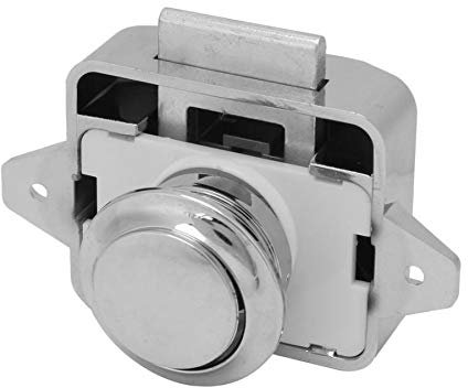 Riloer 2 pièces poussoir bouton poussoir loquet serrure de porte sans clé 26mm Chrome pour RV caravane camping-car meubles placard