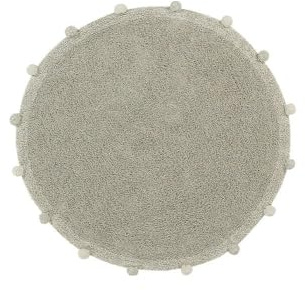Lorena Canals Maschinenwaschbarer Teppich Bubbly Olive - Natural 100% natürliche Baumwolle Base: recycelte Baumwolle -Grün, Natural- Ø 120 cm