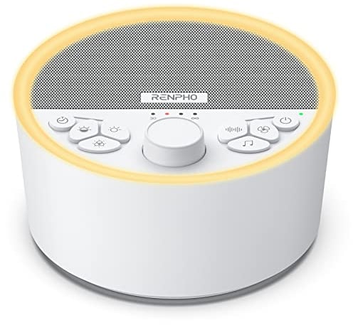 RENPHO White Noise Machine Rechargeable, Sound Machine with 8 Night Light for Baby Sleep, Sleep Machine Non-looping 29 HI-FI Soothing Sounds for Relaxation, for Travel, Home, Office Privacy