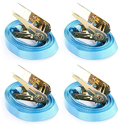 4X Spanngurte mit Ratsche 6m bis 500kg / 500daN TÜV/GS geprüft blau 25 mm Zurrgurt einteilig Ratschengurt Ladungssicherung wetterfest