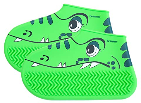 Lemmy Wasserdichte Silikon Überschuhe für Kinder, Einmalig, Waschbar, Rutschfest - Geeignet für Regen, Schnee, Schlamm, Sand (155, Grün)