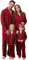 Amissz Pyjama de Noël Famille, Vêtements de Nuit Costume Coton à Manches Longues Chemises + Pantalons Longs Sweat pour Rouge Femmes, L