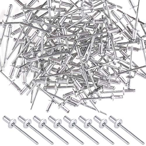 Mardatt Aluminium-Blindnieten, 4 x 8 mm, offenes Ende, gewölbter Kopf, Zugnieten, Dekoration, lange Nieten für Blech, Industrie, 120 Stück