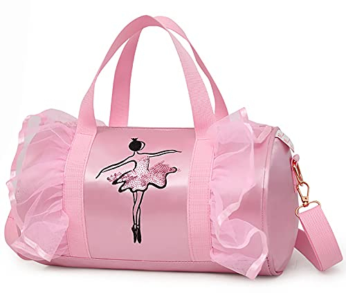 CSPone Tanztasche Balletttasche Handtasche Kindertasche Umhängetaschen Crossbody Sporttasche Mädchen Kinder Pink Rosa Weihnachtsgeschenke für Mädchen