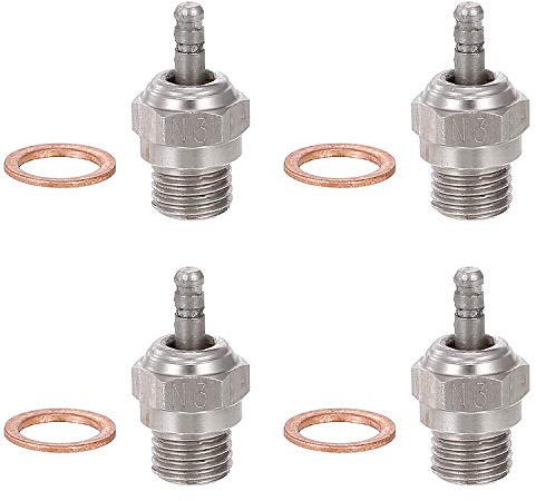 Globact 4pcs 70117 Hot Glow Plug N3 No. #3 Spark Nitro Engine Parts Replace OS for Traxxas Kyosho HSP HPI Redcat 1/8 1/10 RC Car Truck Buggy