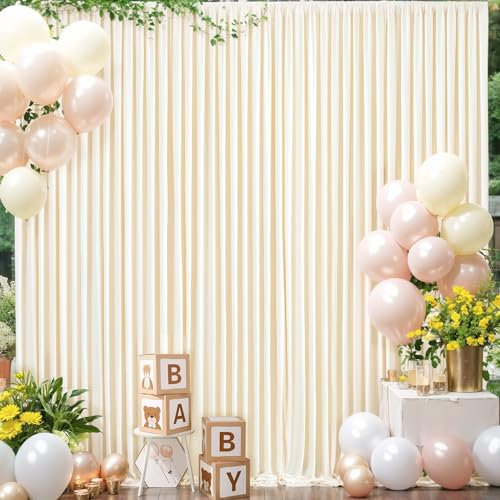 Champagne Backdrop Curtain for Parties Wedding Baby Shower Wrinkle Free Photo Curtains Backdrop Drapes Fabric Decoration for Bridal Shower 5ft x 7ft,2 Panels
