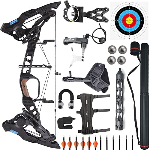 SHARROW Bogenschießen Compoundbogen Set Dual-Use für Stahlkugel und Pfeile 20-60lbs einstellbare Jagdbogen für Bogenschießen Jagd Angeln rechtshändig, Keine Angst vor Dry FIRE (C)