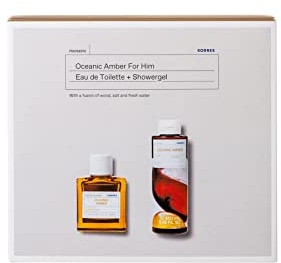 Korres OCEANIC AMBER Duftset für Ihn, 2-teilig, Eau de Toilette (50 ml) und Duschgel (250 ml), vegan, 300 ml
