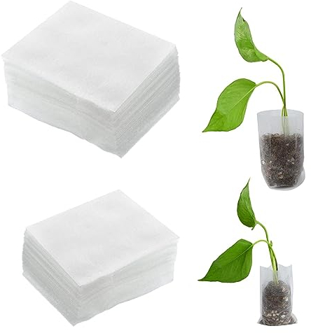 DRERIO 200 pcs Sacs de Plantes Sac de Culture de Semis Sac Biodegradable Sacs de Pépinière Sac de Plante en Tissu Dégradable pour Non-tissé (2 tailles)