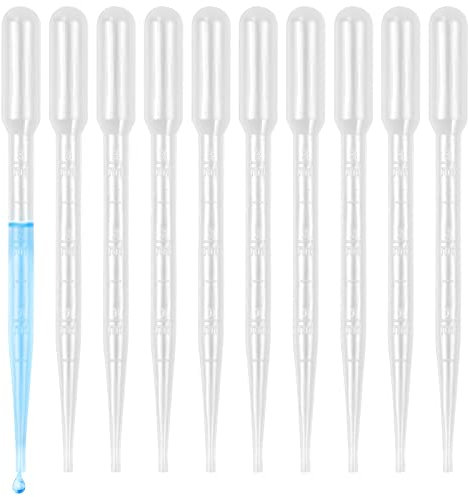 Pinsheng 100 Unidades Pipetas de Transferencia de Plástico, 3 ml Pipetas Desechables Pipetas Cuentagotas para Laboratorio, Aceites Esenciales, Mezcla de Pinturas Acrílicas