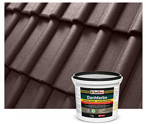 Isolbau Dachfarbe - 7 kg RAL Farbe Fassadenfarbe Nano Dachlack Sockelfarbe Wetterfest - Lösemittelfrei, Wasserdicht, UV-beständig - Braun