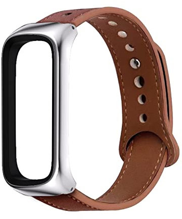 Leder Armbänd Kompatibel mit Samsung Galaxy Fit 2 Armband Für Damen Herren Echte Ersatzband mit Uhrenarmband Für Samsung Galaxy Fit 2 (braun)