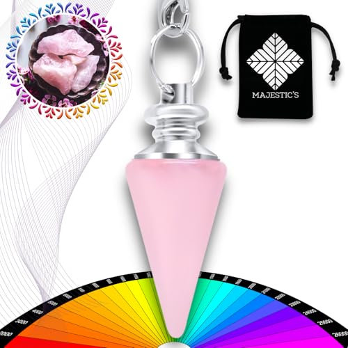 Majestic's Pendolo Esoterico QUARZO ROSA, Pendolino Radioestesia Divinatorio in Pietra Naturale di Quarzo Rosa – 10 GR [Soddisfatti o Rimborsati A VITA]