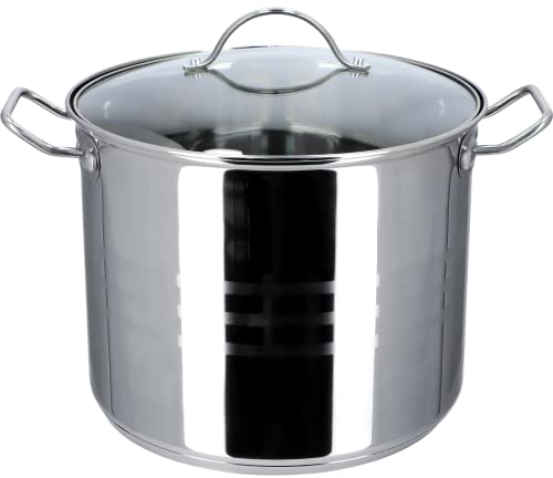 KADAX Kochtopf 13.5L, hoher Topf mit Deckel, Suppentopf aus Edelstahl, Vielseitiger Nudelkochtopf, Küchengeschirr für alle Herdarten, Fleischtopf, Gemüsetopf