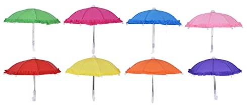 Keenso 8 StüCk Süße Puppe Spielzeug Miniatur Regenschirm Regenschirm Puppe ZubehöR FüR Puppen Dekorationsspiele
