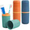 3 Stück Zahnbürsten Etui Zahnbürste Reiseetui Tragbar Zahnbürstenhalter Kunststoff Zahnbürstenbehälter Zahnpasta Zahnputzbecher wasserdichte Mundspülbecher für Reisen Camping Schule,Grün/Blau/Orange