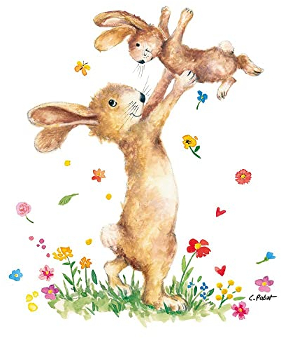 20 Servietten Hasenfamilie mit Spaß | Hase | Ostern | Frühling |Tischdeko | Decoupage | Serviettentechnik 33x33cm