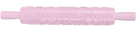 Teigroller Silikon Nudelholz Muster Präge Nudelholz Graviert 3D Nudelholz Muster PräGerolle Für Dekorationen, Fondant, Teig, Mit verschiedenen Mustern in leuchtenden Farben(Rosa)