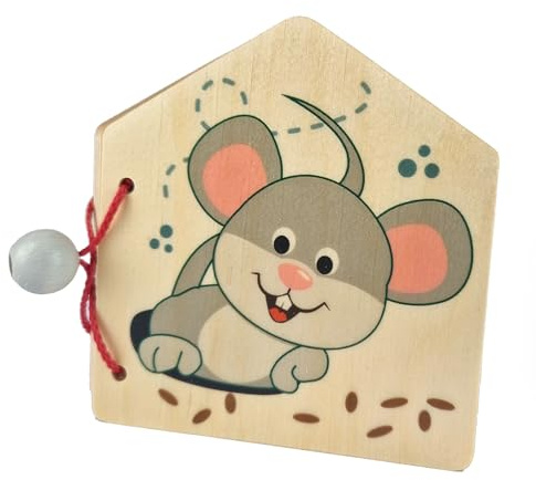 Hess Holzspielzeug 14313 - Bilderbuch aus Holz mit Bauernhof Motiven, handgefertigt, geeignet für Kinder ab 6 Monaten