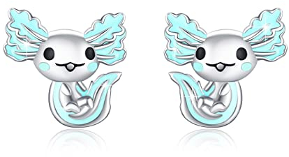Axolotl Ohrring 925 Sterling Silber Süße Tier Ohrringe Hypoallergen Blau Axolotl Ohrstecker Axolotl Schmuck Geschenke für Frauen Teen Mädchen