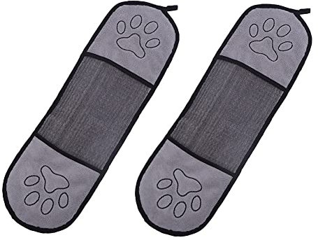 NALEINING Toalla para perro, toalla de baño tipo guante, toalla de baño para mascotas, toalla absorbente de microfibra de felpilla, de secado rápido, 8.2 x 24.4 pulgadas (gris + gris)
