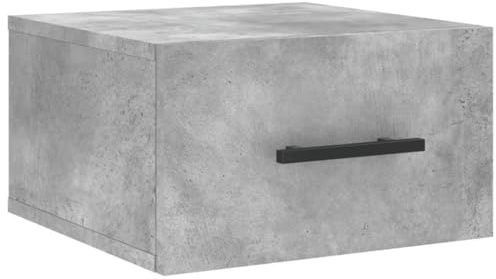 vidaXL Wand Nachttisch, Nachtschrank mit reichlich Stauraum, Hängend Nachtkommode Nachtkonsole, Wandschublade Wandregal für Schlafzimmer, Betongrau