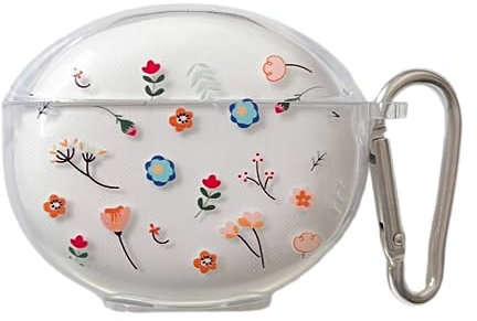 Colorful Flower Pattern Cool Shockproof Hard Case for Redmi Buds 4 Active Earbuds Cover with Keychain for Women Girls Men Boy